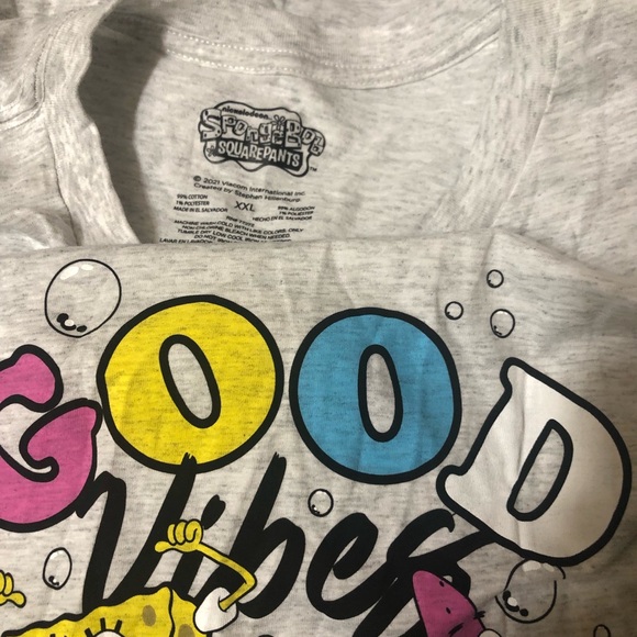 SpongeBob SquarePants Good Vibes graphics women’s long sleeves shirt.gray XXL - Picture 3 of 3